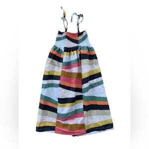 Tea Collection Girls' Size 5 Tie Shoulder Smocked Chevron Linen Blend Midi Dress